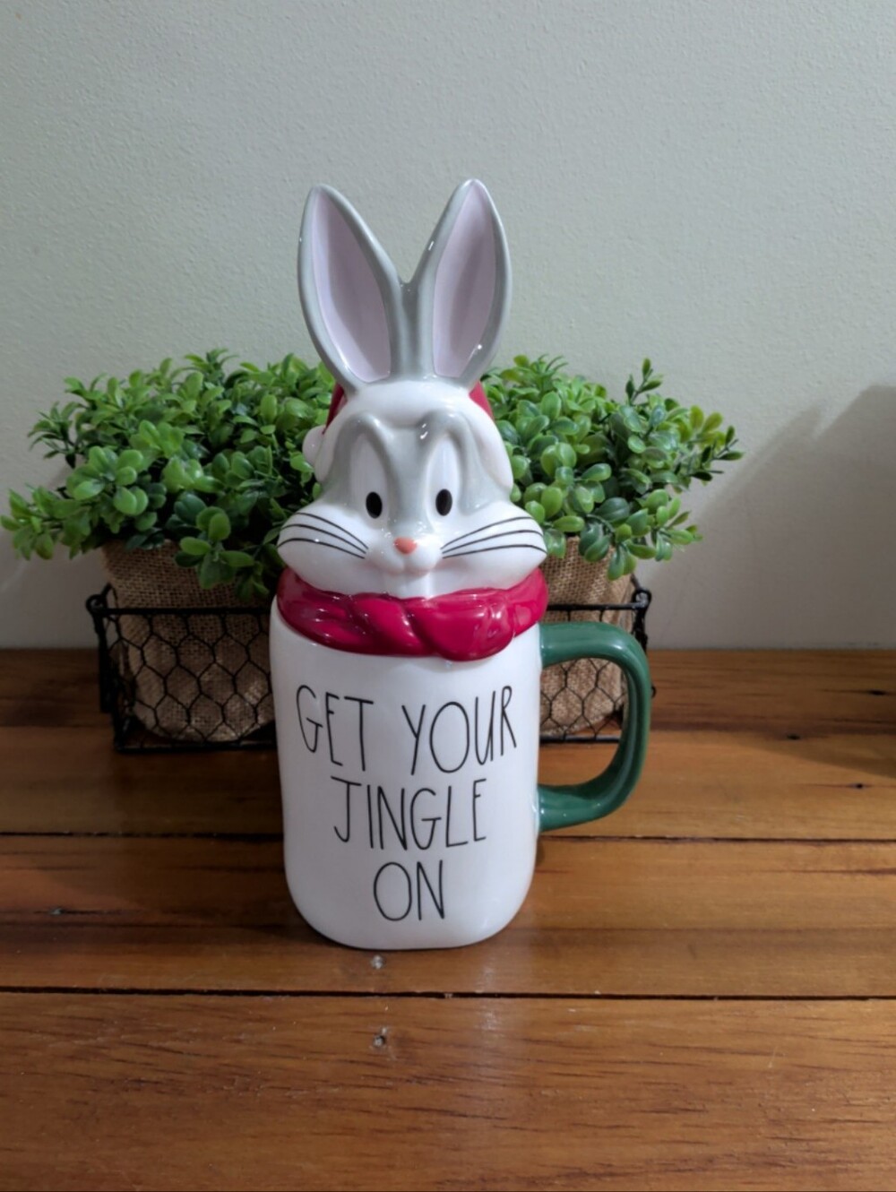 Rae Dunn Looney Tunes Ceramic Mug with Bugs Bunny Lid